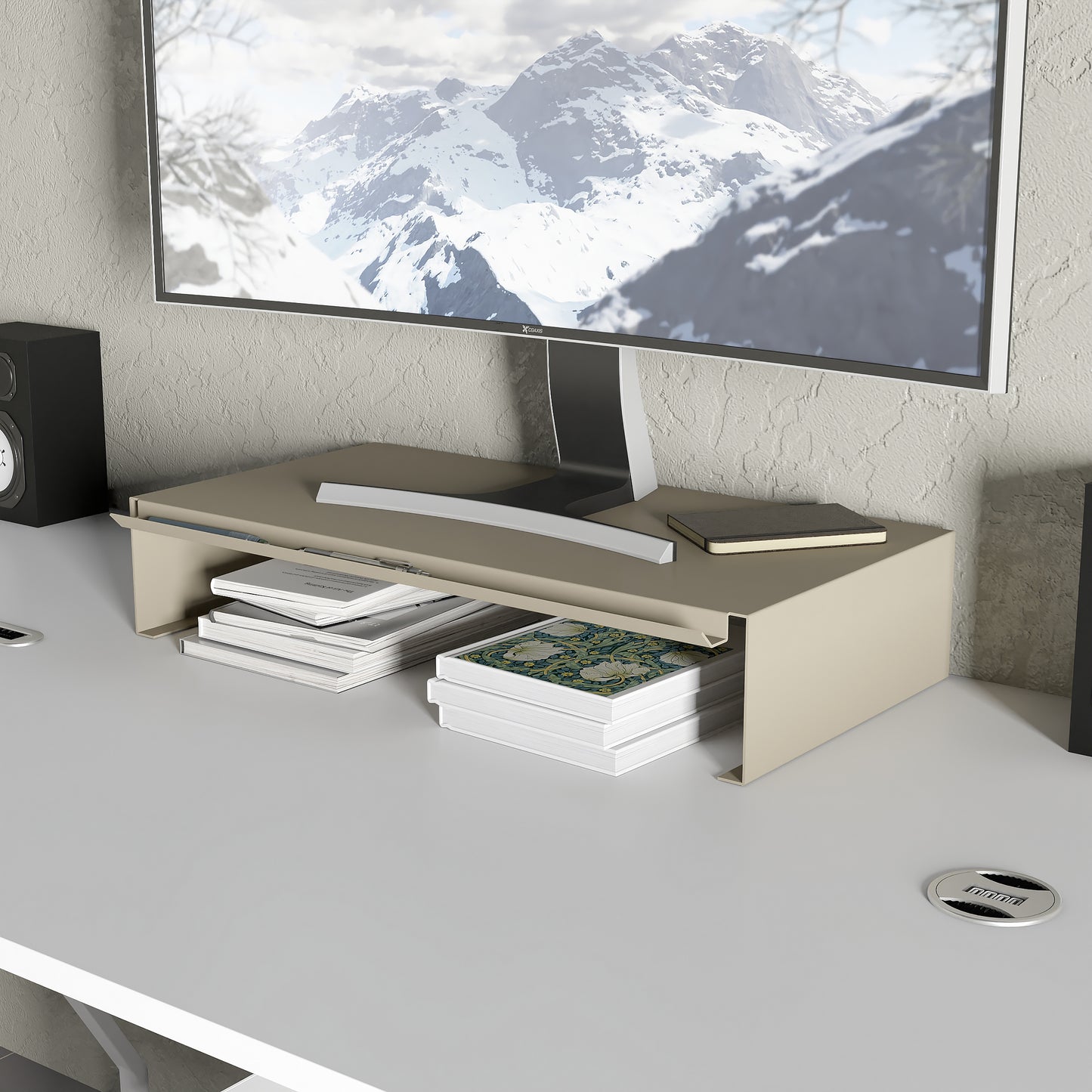 Telefon Raflı Monitör Standı