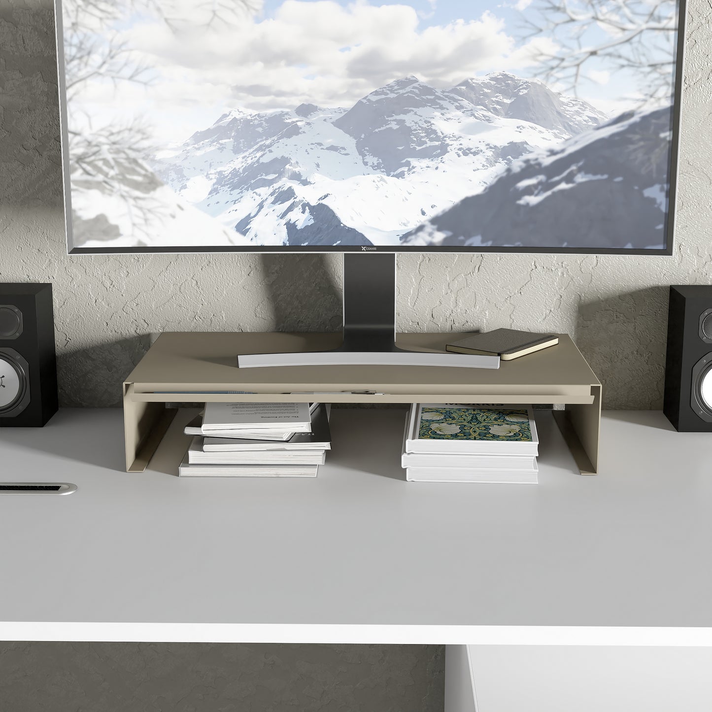 Telefon Raflı Monitör Standı